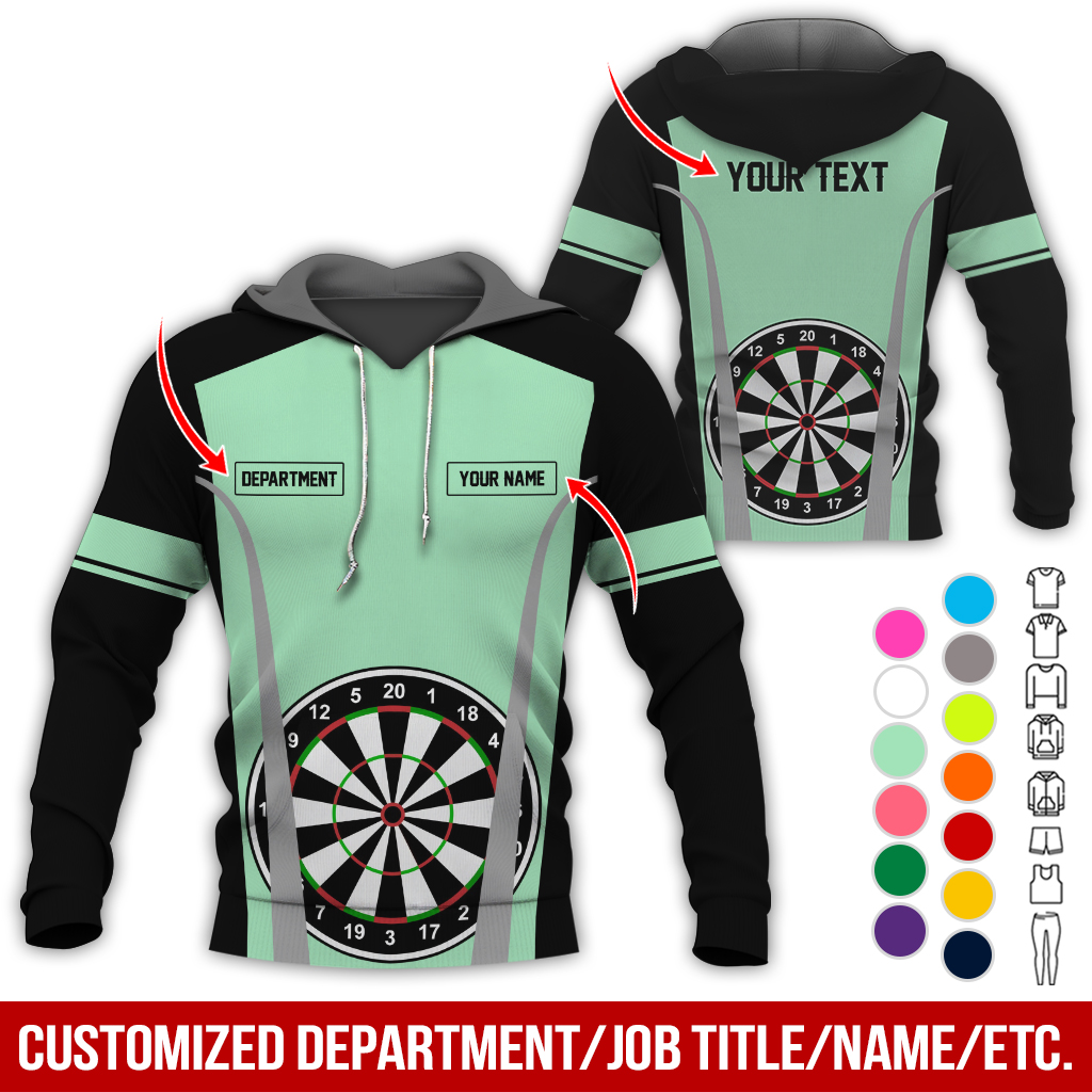 Personalized Name, Text & Department Darts Premium Hoodie, Play Darts Pattern Hoodie, Perfect Gift For Darts Lovers, Friend, Family