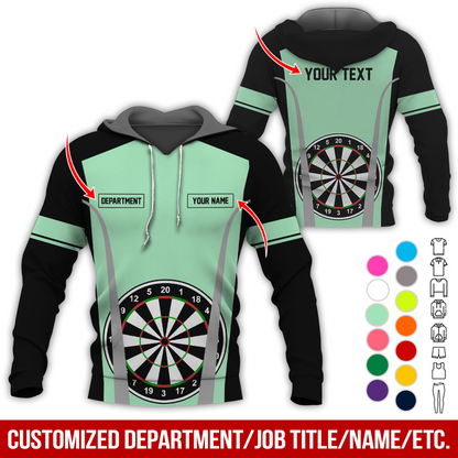 Personalized Name, Text & Department Darts Premium Hoodie, Play Darts Pattern Hoodie, Perfect Gift For Darts Lovers, Friend, Family
