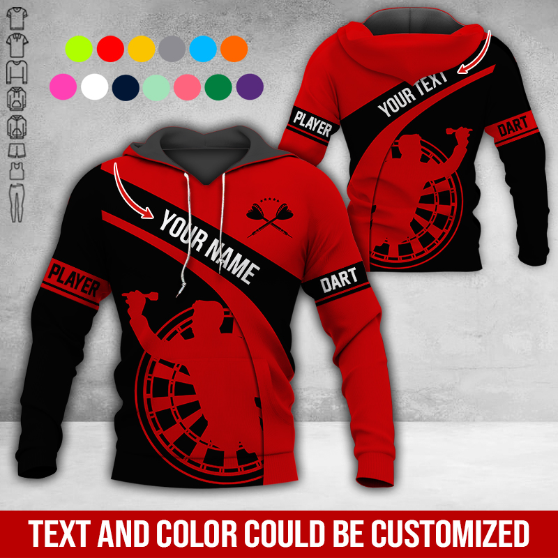 Customized Name & Text Darts Premium Hoodie, Darts Player Pattern Hoodie, Perfect Gift For Darts Lovers, Darts Player