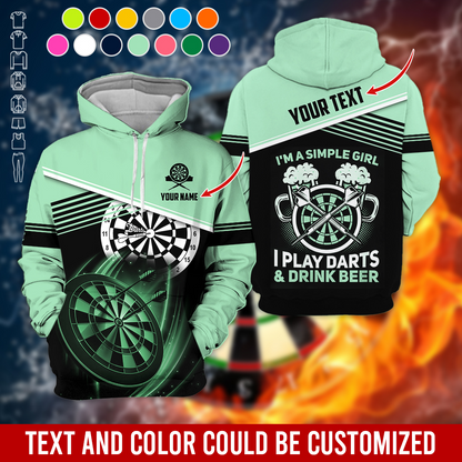 Customized Name & Text Darts Premium Hoodie, I'm A Simple Girl Darts Hoodie, Perfect Gift For Darts Lovers, Darts Player