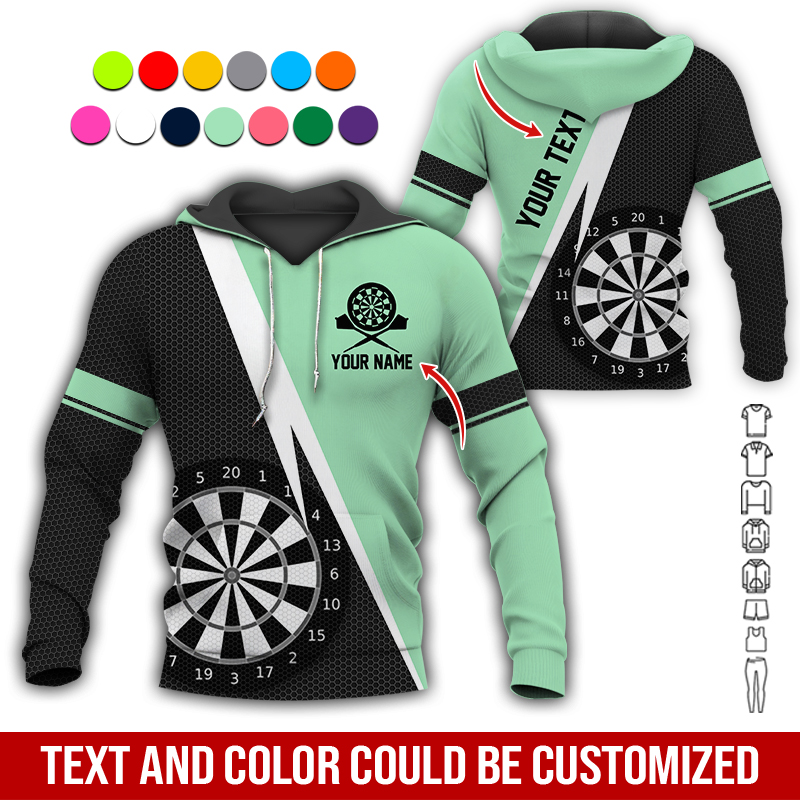 Customized Name & Text Darts Premium Hoodie, Spot Pattern Darts Black Hoodie, Perfect Gift For Darts Lovers, Darts Player