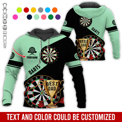 Personalized Darts Best Dad Premium Hoodie, Customized Name Darts Hoodie, Perfect Gift For Darts Lovers, Darts Player