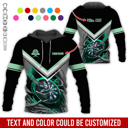 Customized Name & Text Darts Premium Hoodie, Darts And Smoke Pattern Hoodie, Perfect Gift For Darts Lovers, Darts Player