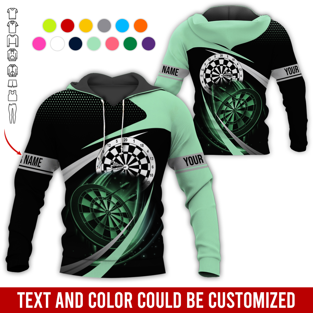 Personalized Darts Premium Hoodie, Customized Name & Text Darts Spot Pattern Black Hoodie, Perfect Gift For Darts Lovers, Friend, Family