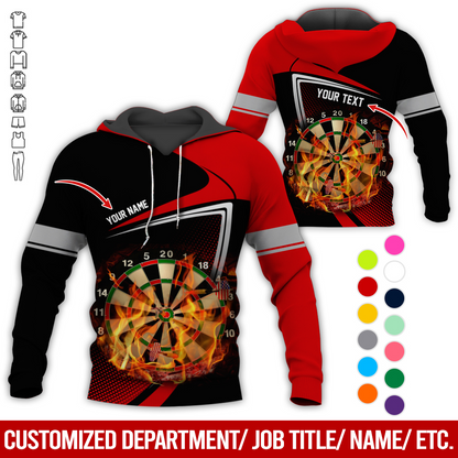 Personalized Darts Flaming Premium Hoodie, Dartboards Pattern Black & White Hoodie For Men & Women, Perfect Gift For Darts Lovers, Friend, Family