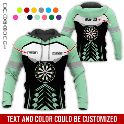 Customized Name, Text & Department Darts Premium Hoodie, Black & White Pattern Darts Hoodie, Perfect Gift For Darts Lovers, Darts Player