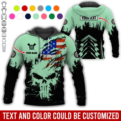 Customized Name & Text Darts Premium Hoodie, Custom National Flag Darts Hoodie For Men & Women, Perfect Gift For Darts Lovers, Darts Player