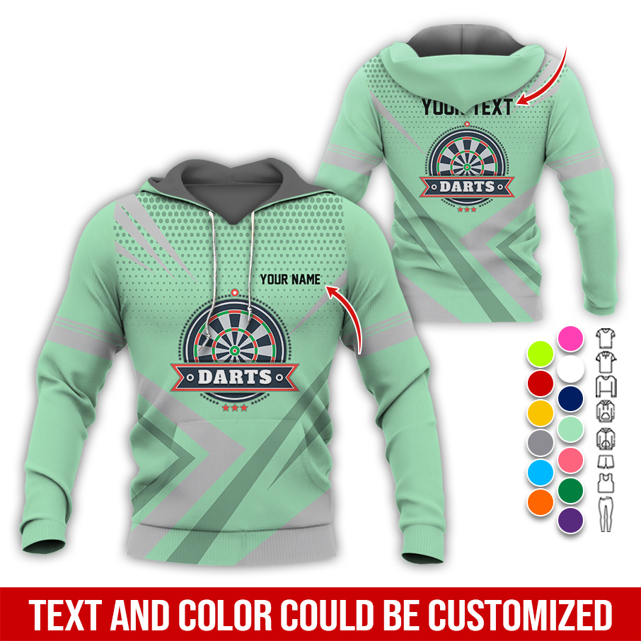 Personalized Name & Text Darts Premium Hoodie, 3 Star Darts Pattern Hoodie, Perfect Gift For Darts Lovers, Friend, Family