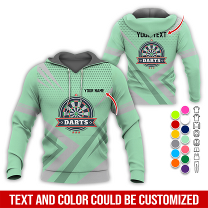 Personalized Name & Text Darts Premium Hoodie, 3 Star Darts Pattern Hoodie, Perfect Gift For Darts Lovers, Friend, Family