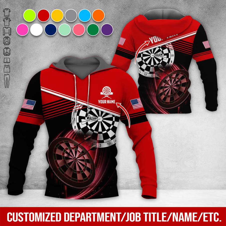 Customized Name & Text Darts Premium Hoodie, Custom National Flag, Darts Pattern Hoodie For Men & Women, Perfect Gift For Darts Lovers, Darts Player