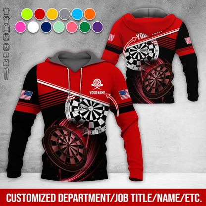 Customized Name & Text Darts Premium Hoodie, Custom National Flag, Darts Pattern Hoodie For Men & Women, Perfect Gift For Darts Lovers, Darts Player