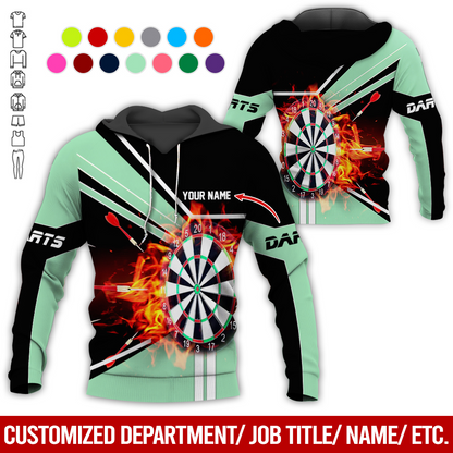 Customized Darts Flaming Premium Hoodie, Personalized Name Darts Hoodie, Perfect Gift For Darts Lovers, Darts Player