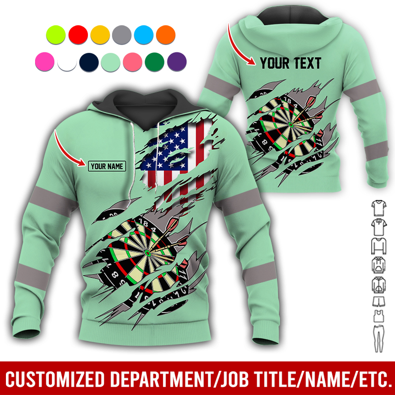Personalized Darts American Flag Premium Hoodie, Customized Name & Text Darts Hoodie, Perfect Gift For Darts Lovers, Friend, Family