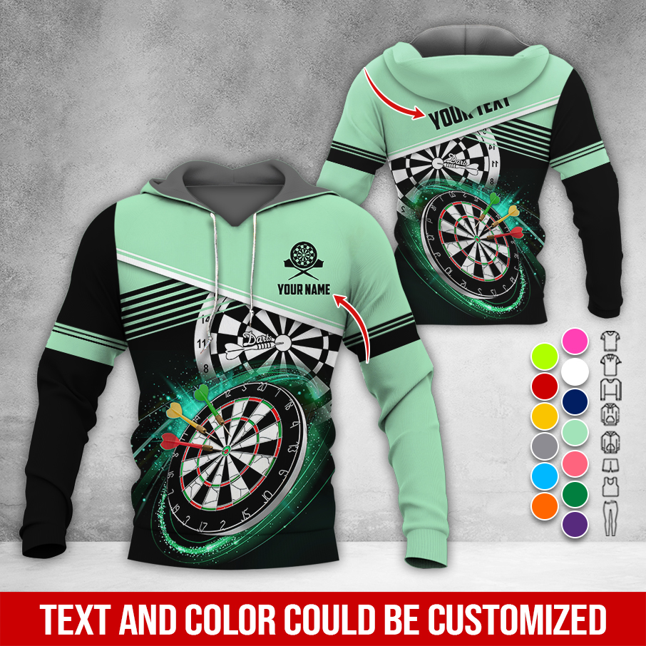 Customized Name & Text Darts Premium Hoodie, Modern Textures Pattern Darts Hoodie, Perfect Gift For Darts Lovers, Darts Player