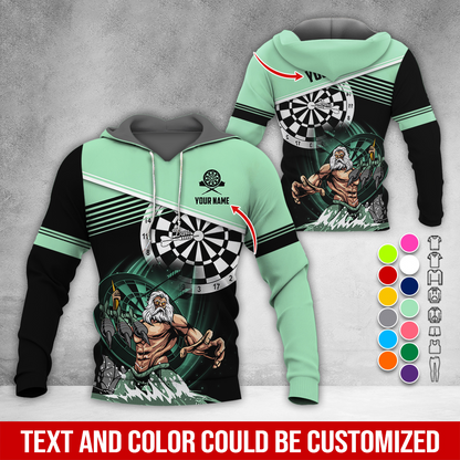 Customized Name & Text Darts Premium Hoodie, Poseidon Pattern Darts Hoodie, Perfect Gift For Darts Lovers, Darts Player