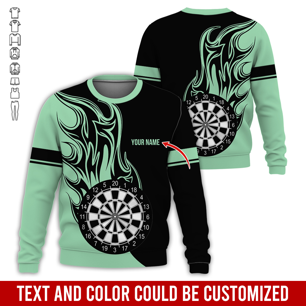 Customized Darts Sweatshirt, Personalized Name Sweatshirt, Fire Dartsboards Pattern Sweatshirt For Men & Women, Perfect Gift For Darts Lovers, Friend, Family