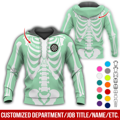 Personalized Skeleton Darts Premium Hoodie, Customized Name & Text Darts Hoodie, Perfect Gift For Darts Lovers, Darts Player
