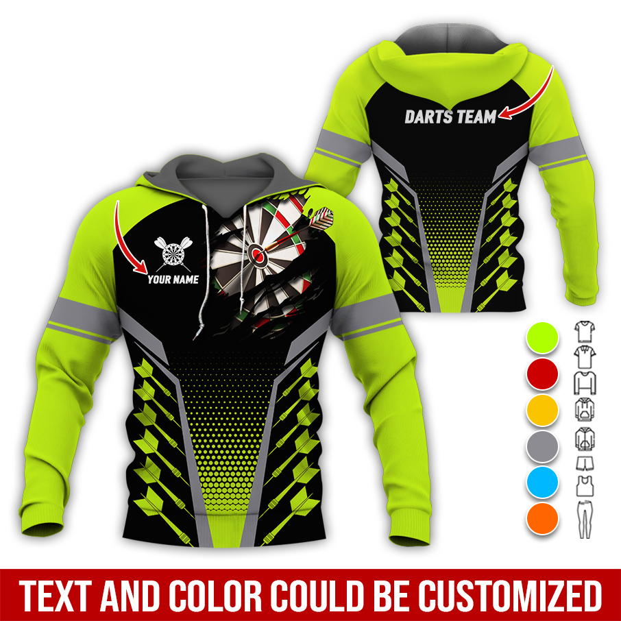 Customized Name & Team Name Darts Premium Hoodie, Spot Darts Pattern Hoodie For Men & Women, Perfect Gift For Darts Lovers, Friend, Family