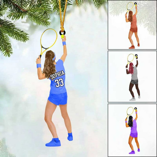 Custom Tennis Acrylic Christmas Ornament, Personalized Woman Tennis Player Acrylic Ornament For Tennis Lover, Christmas, New Year