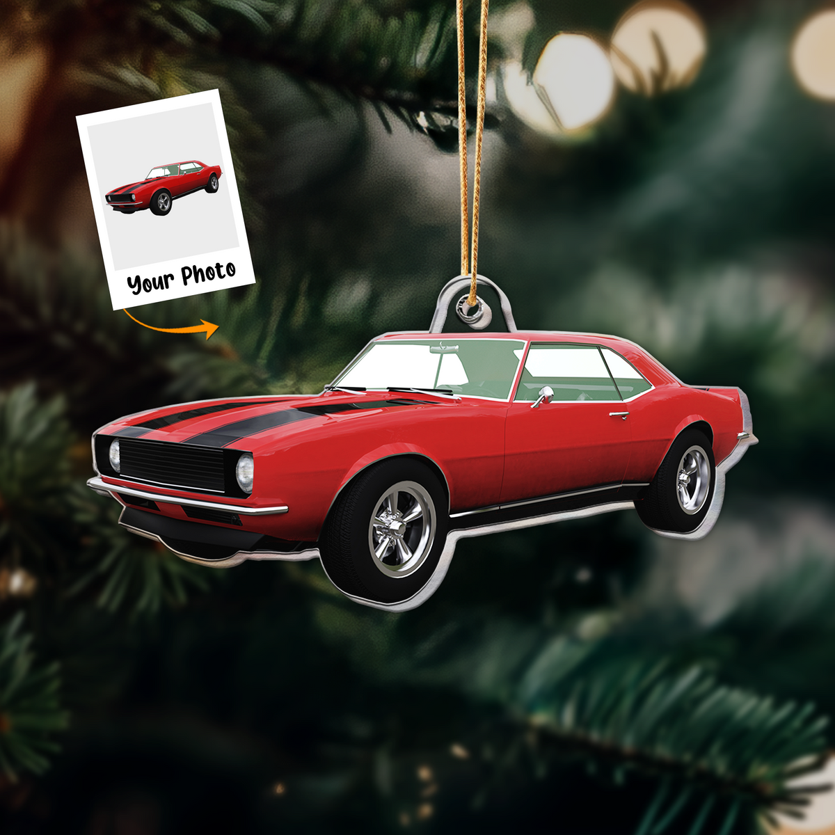 Personalized Acrylic Car Photo Ornament, Custom Your Favorite Car Acrylic Ornament For Christmas, Best Gift For Car Lover, Christmas