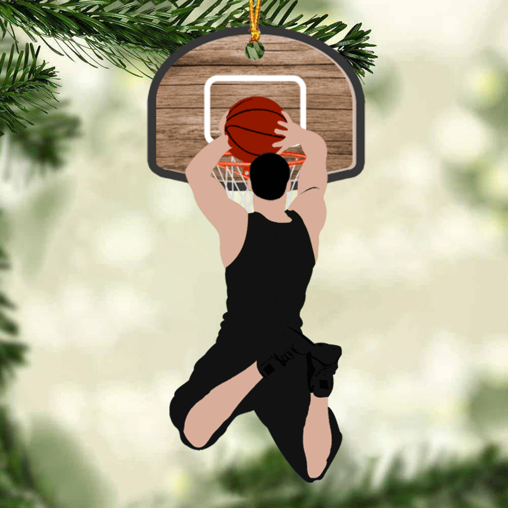 Custom Basketball Acrylic Christmas Ornament, Personalized Basketball Man Slam Dunk Ornament For Basketball Lover, Christmas, New Year