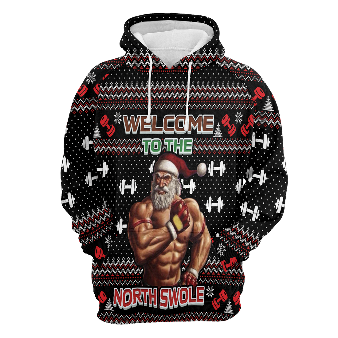 Gym Santa Premium Christmas Hoodie, Welcome To The North Swole Christmas Unisex Hoodie For Men & Women - Perfect Gift For Christmas, Friends, Family