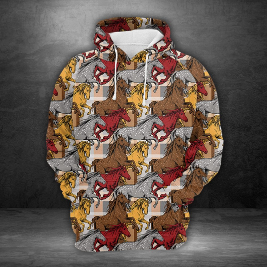 The Running Beautiful Horses Pullover Premium Hoodie , Perfect Outfit For Men And Women On Christmas New Year Autumn Winter