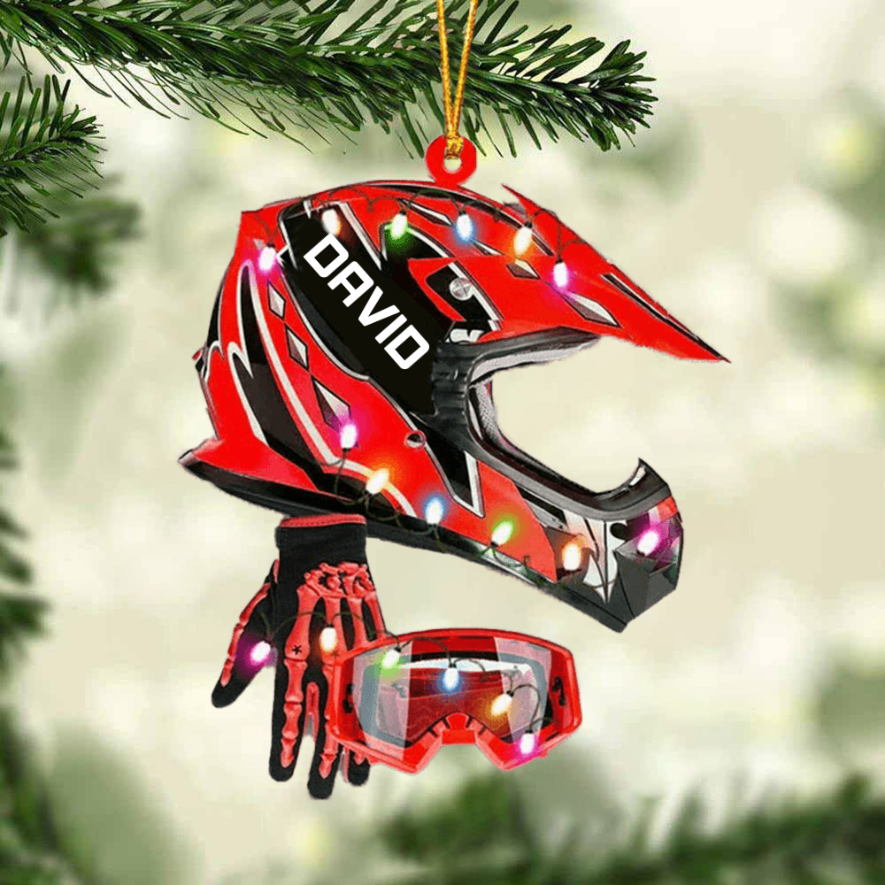 Custom Dirt Bike Acrylic Ornament, Personalized Dirt Bike Set Full Face Acrylic Ornament For Dirt Bike Lover, Christmas, New Year