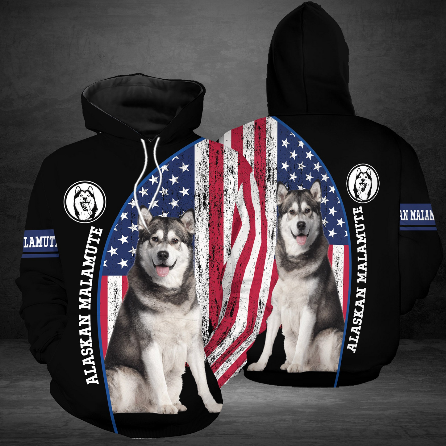 US Flag Alaskan Malamute Pullover Premium Hoodie , Perfect Outfit For Men And Women On Christmas New Year Autumn Winter