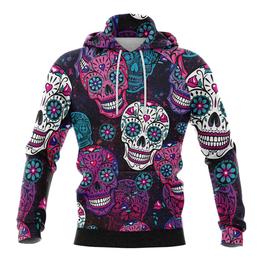 Sugar Skull Christmas Pullover Premium Hoodie, Perfect Outfit For Men And Women On Christmas New Year Autumn Winter