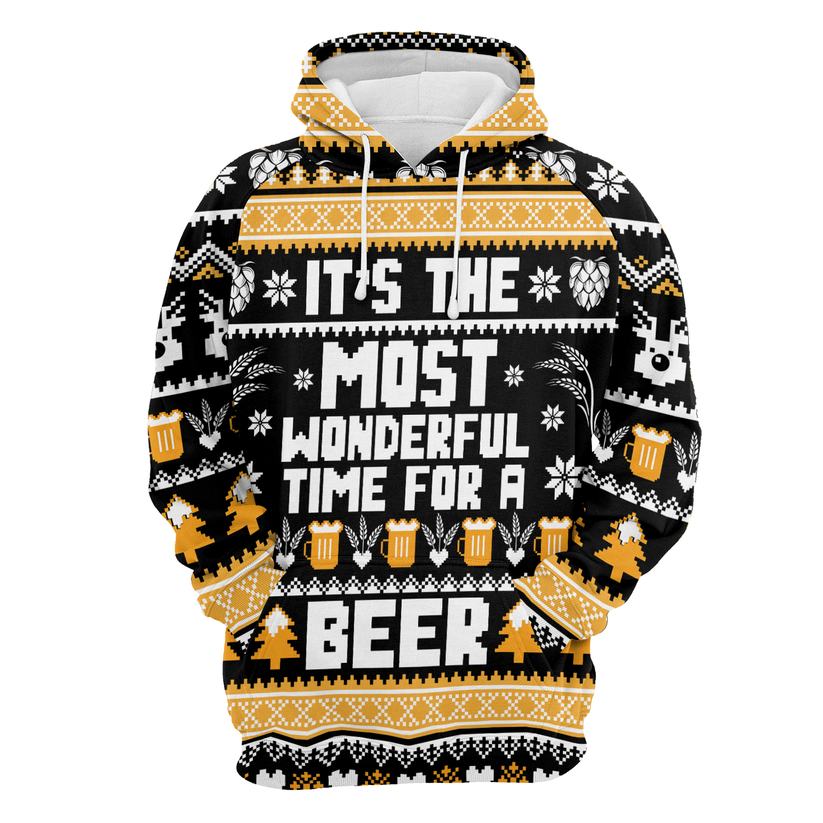 Beer Xmas Premium Christmas Hoodie, It's The Most Wonderful Time For a Beer Unisex Hoodie For Men & Women - Perfect Gift For Christmas, Beer Lovers