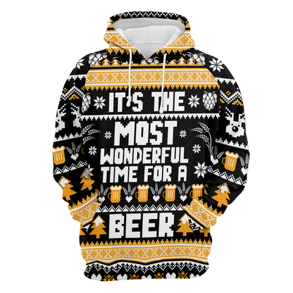 Beer Xmas Premium Christmas Hoodie, It's The Most Wonderful Time For a Beer Unisex Hoodie For Men & Women - Perfect Gift For Christmas, Beer Lovers