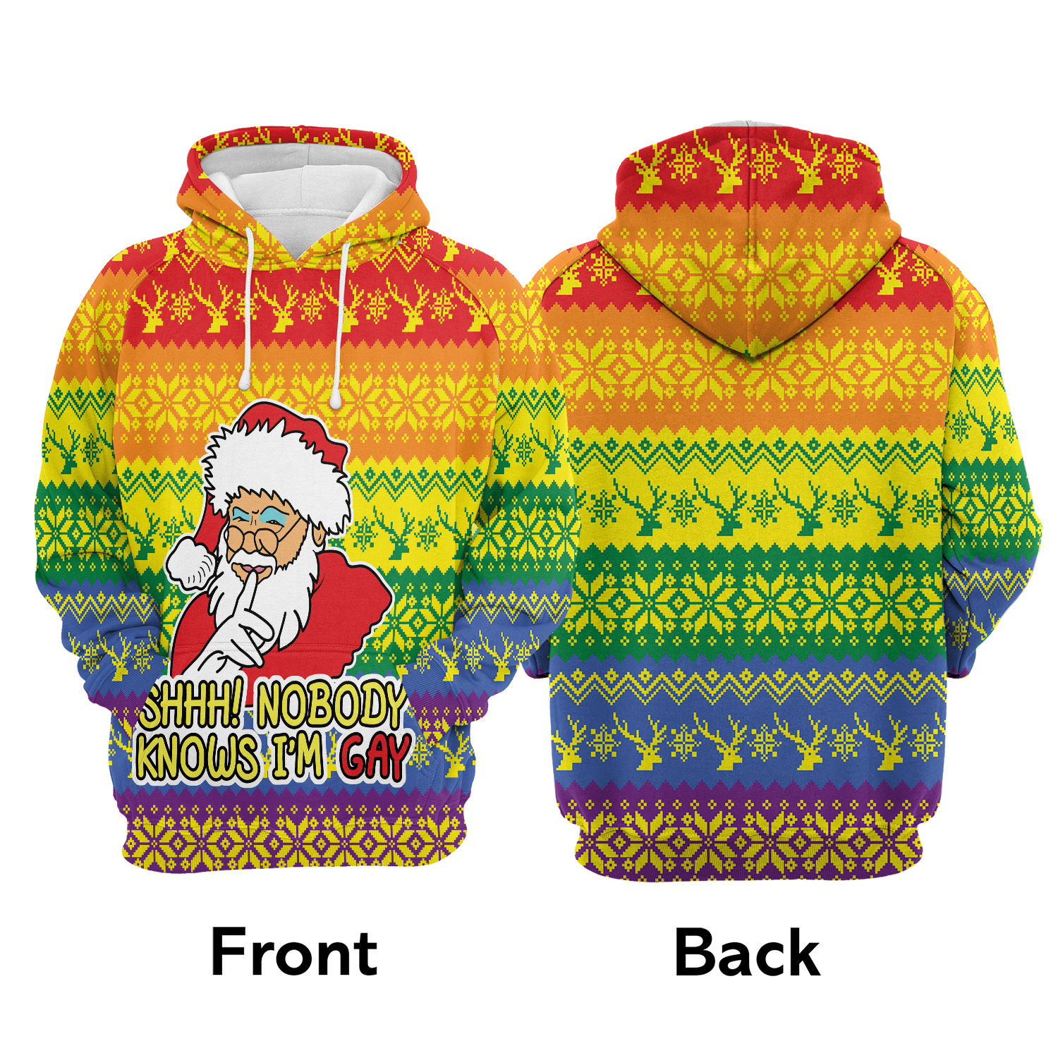 Santa Christmas Pullover Premium Hoodie Shhh! Nobody Knows I'm Gay, Perfect Outfit For Men And Women On Christmas New Year Autumn Winter