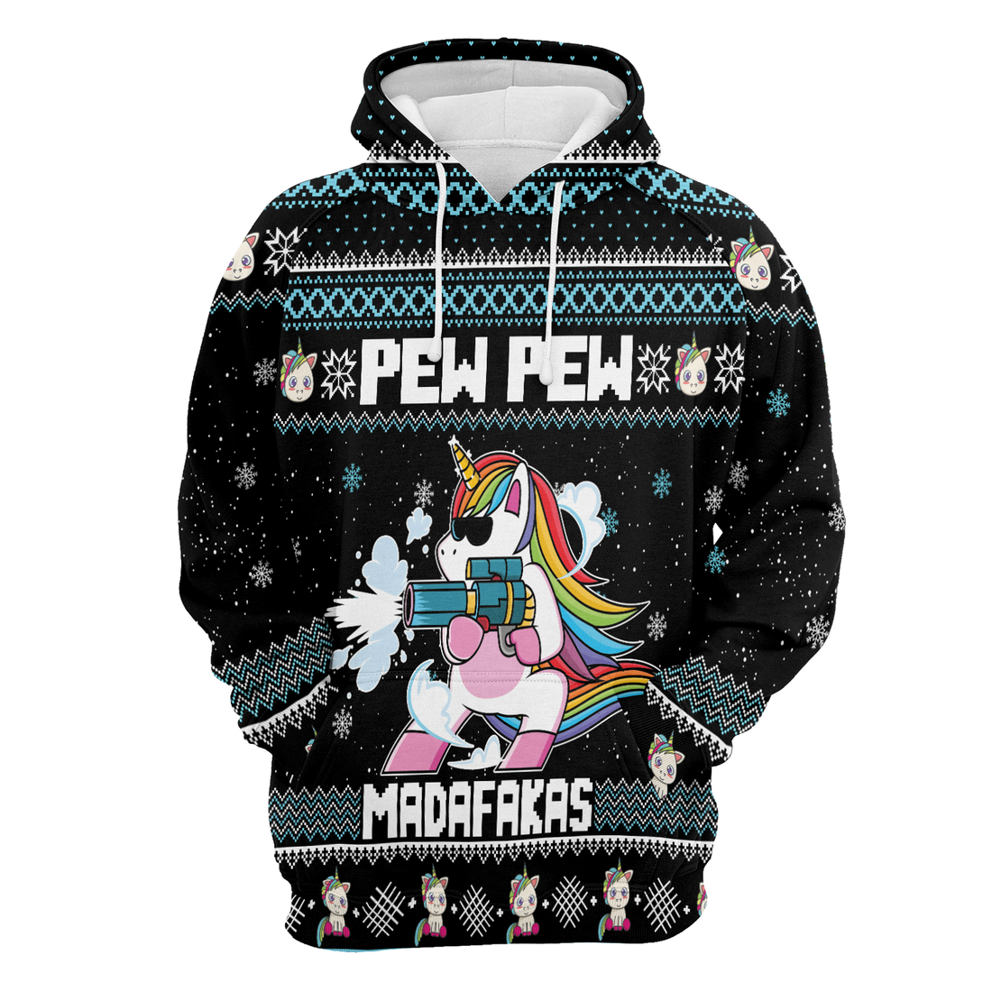 Unicorn Xmas Premium Christmas Hoodie, Unicorn Pew Pew Madafakas Funny Unisex Hoodie For Men & Women - Perfect Gift For Christmas, Unicorn Lovers