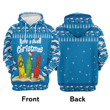 Surfer Swell Premium Christmas Hoodie, Have A Swell Christmas Unisex Hoodie For Men & Women - Perfect Gift For Christmas, Surfer Swell