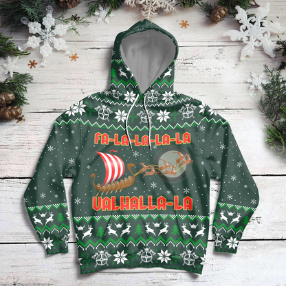 Viking Christmas Pullover Premium Hoodie Fa-la-la Valhalla-la, Perfect Outfit For Men And Women On Christmas New Year Autumn Winter