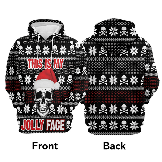 Skull Pullover Premium Hoodie This Is My Jolly Face, Perfect Outfit For Men And Women On Christmas New Year Autumn Winter