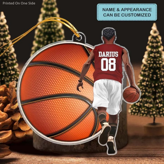 Custom Basketball Acrylic Christmas Ornament, Personalized Awesome Basketball Player Acrylic Ornament For Basketball Lover, Christmas, New Year