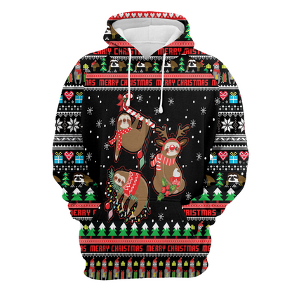 Sloth Premium Christmas Hoodie, Sloth Christmas Pattern Unisex Hoodie For Men & Women - Perfect Gift For Christmas, Sloth Lover