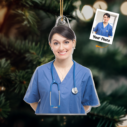 Personalized Acrylic Photo Ornament, Custom Photo Acrylic Ornament For Nurse , Best Ornament For Christmas