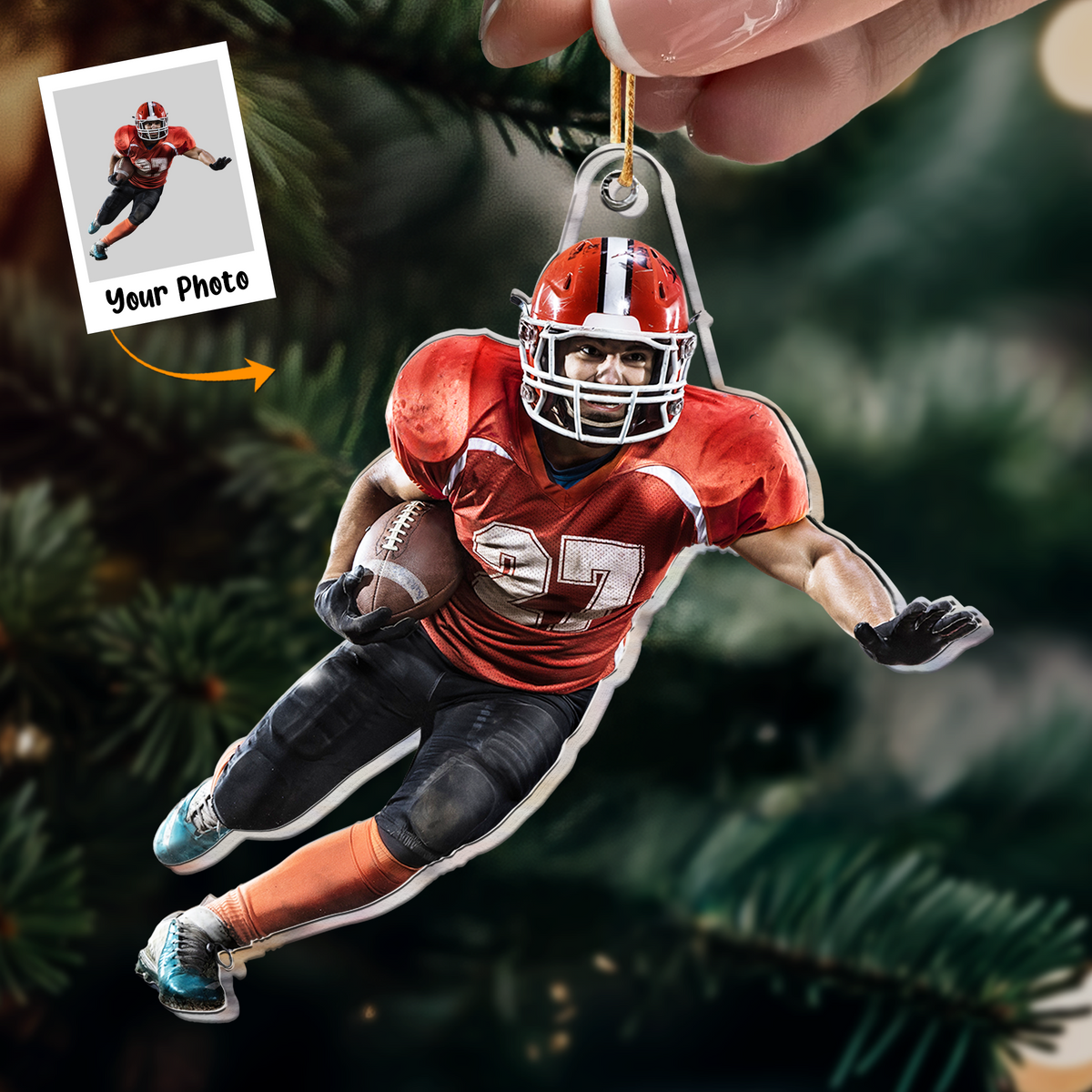 Personalized Acrylic Football Photo Ornament, Custom American Football Players Photo Acrylic Ornament For Christmas, Funny Dog Gift For Football Lovers