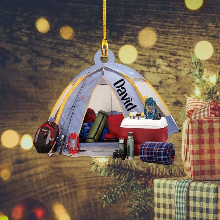Custom Camping Acrylic Christmas Ornament, Personalized Camping Backpacking Tourism Acrylic Ornament For Camping Lover,Christmas,New Year