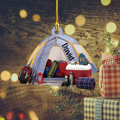 Custom Camping Acrylic Christmas Ornament, Personalized Camping Backpacking Tourism Acrylic Ornament For Camping Lover,Christmas,New Year