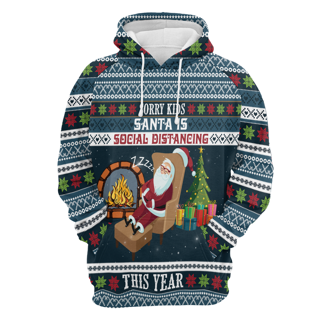 Santa Premium Christmas Hoodie, Santa Is Social Distancing Unisex Hoodie For Men & Women - Perfect Gift For Christmas, Friends, Family