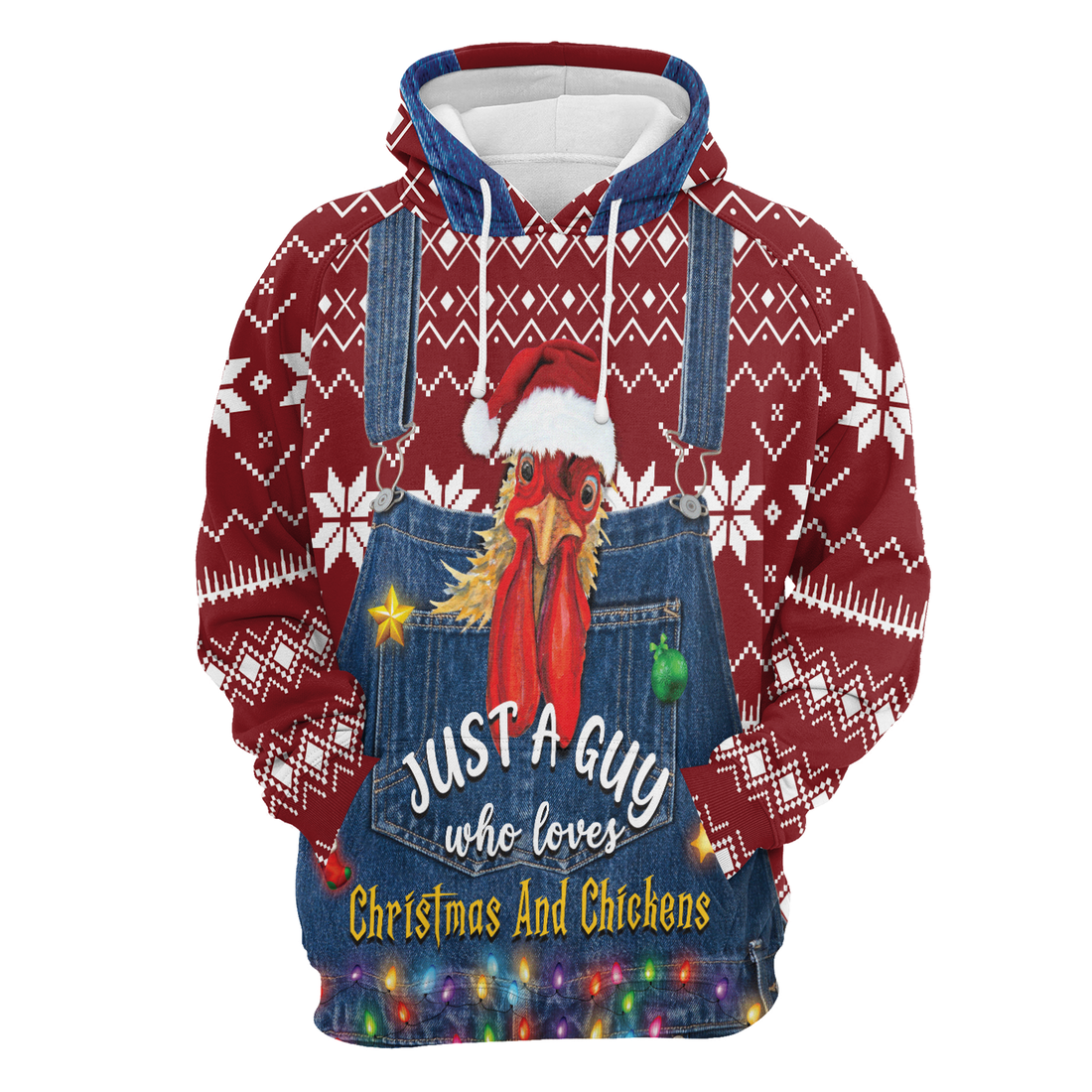 Chicken Premium Christmas Hoodie, Just A Guy Who Loves Christmas And Chickens Unisex Hoodie For Men & Women - Perfect Gift For Christmas, Family