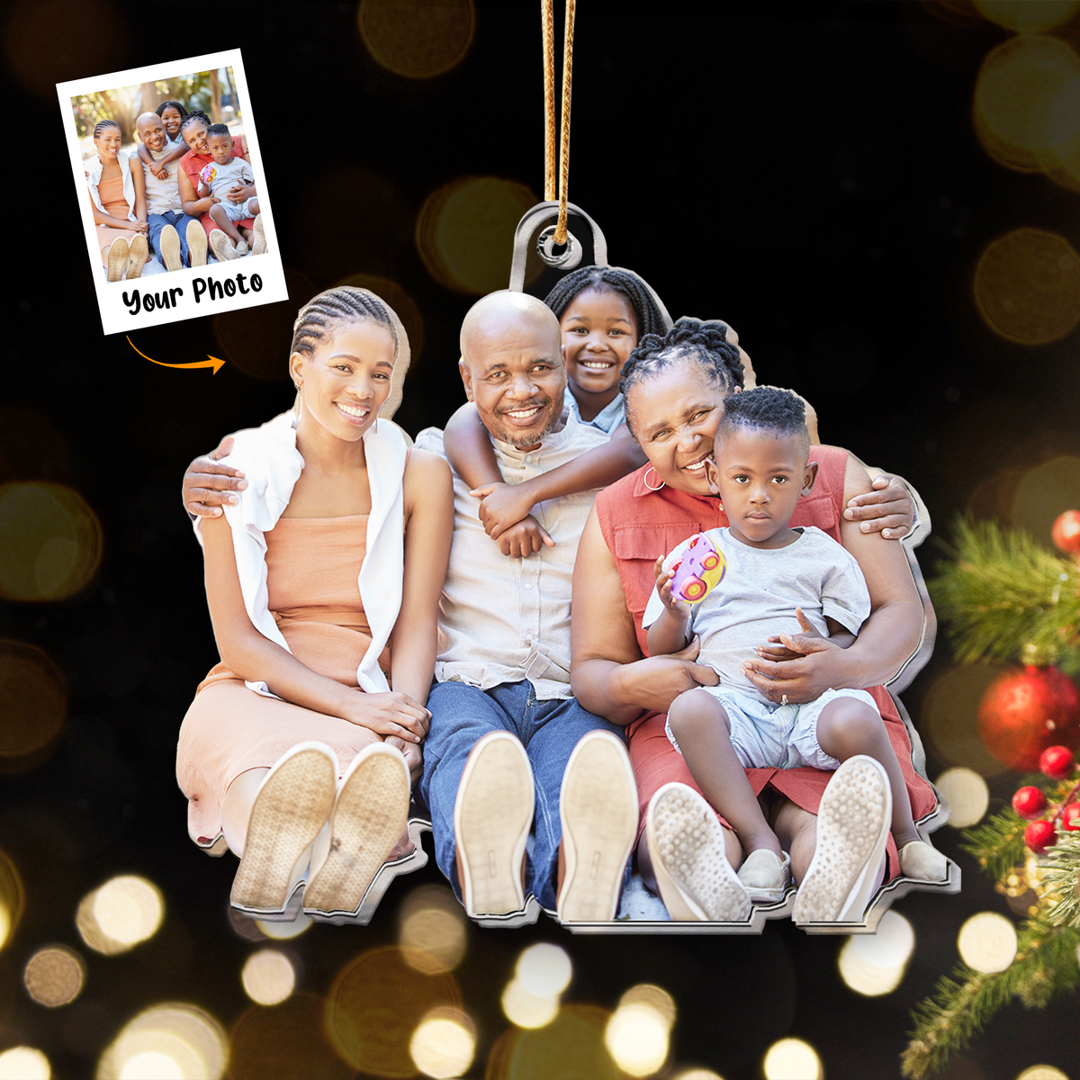 Personalized Acrylic Grandparents Photo Ornament, Custom Family Photo With Grandparents Acrylic Ornament For Christmas, Perfect Gift For Family Member