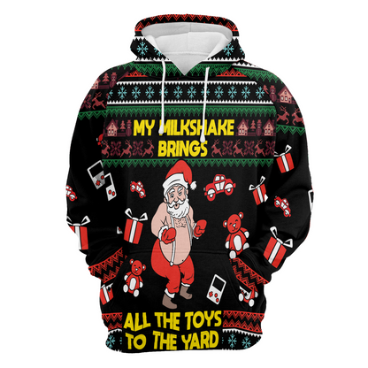 Funny Santa Premium Christmas Hoodie, My Milkshake Bring All The Toy To The Yard Christmas Unisex Hoodie For Men & Women - Perfect Gift For Christmas, Family