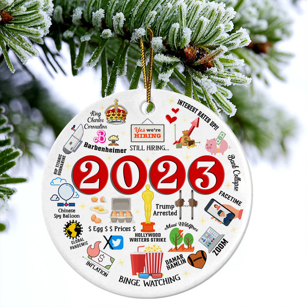 2023 Moments Ceramic Christmas Ornament - 2023 Memorable Moments Circle Ceramic Ornament, Perfect Gift For Christmas, Holiday Decor