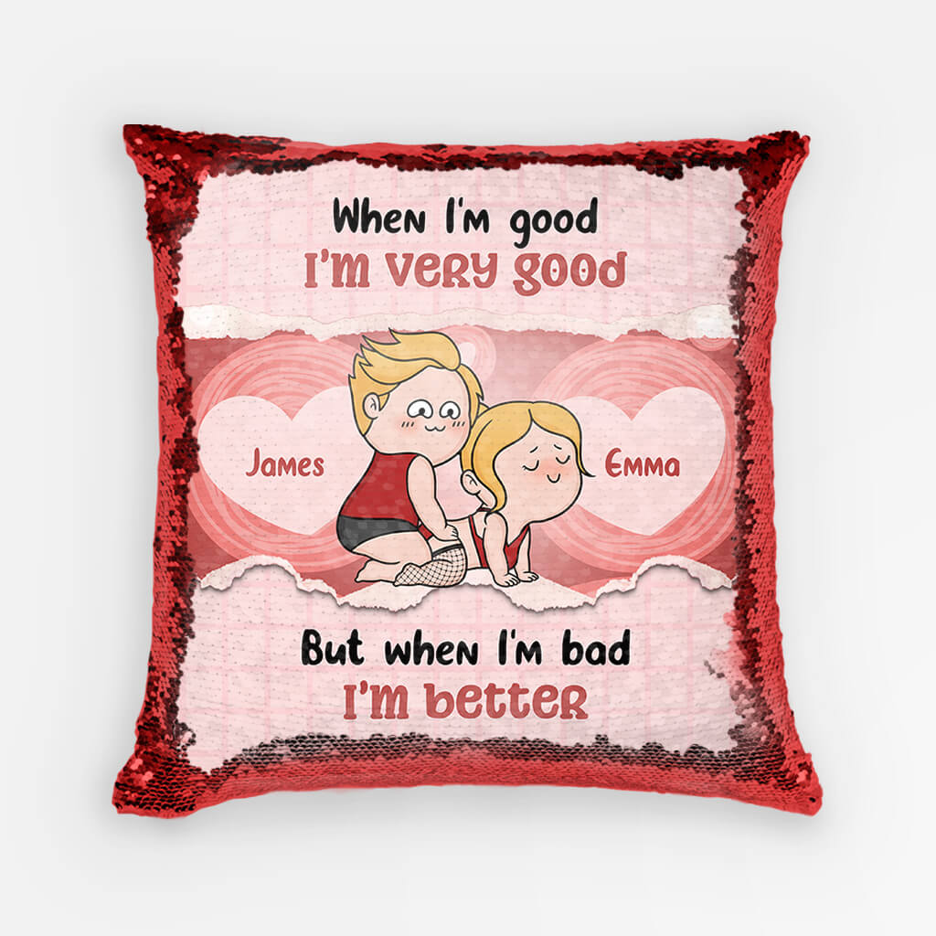 Personalized Couple Throw Pillow - Customized Name & Photo When I'm Good I'm Very Good Pillow - Best Valentine Gift For Couple