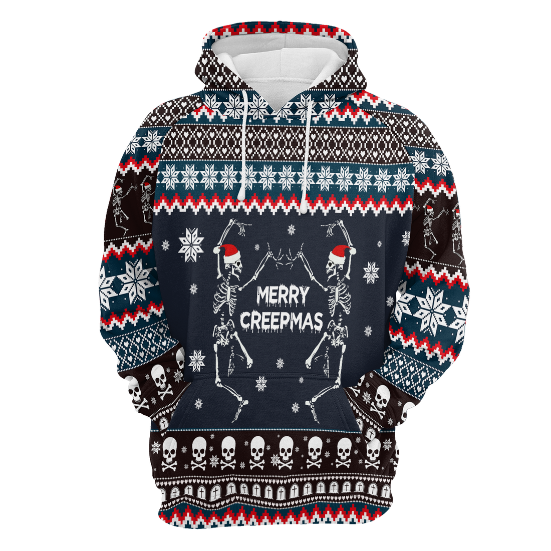 Skeleton Premium Christmas Hoodie, Skeleton Merry Creepmas Unisex Hoodie For Men & Women - Perfect Gift For Christmas, Skeleton Lover